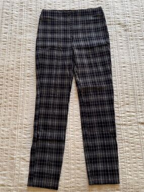 Violets & Roses Marinca Mid Rise Pull On Blue Plaid Straight Pants Size 2/26